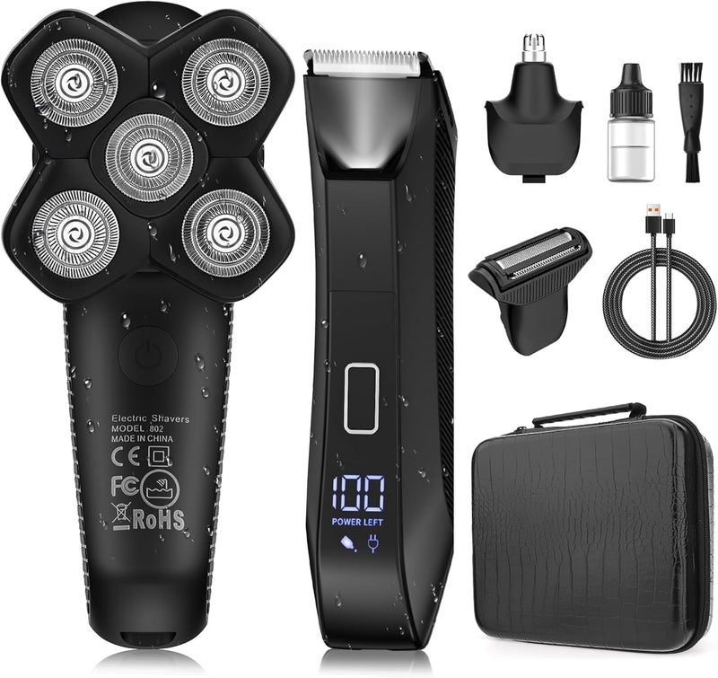 Suttik Manscape Body and Ball Trimmer for Men, Bald Head & Body Shaver, 3-in-1 Pubic Groin Nose Hair Trimmer, Head Shaver for Bald Men & Body Groomer, Electric Razors for Smooth Shaving, IPX7 Waterproof - Image 1